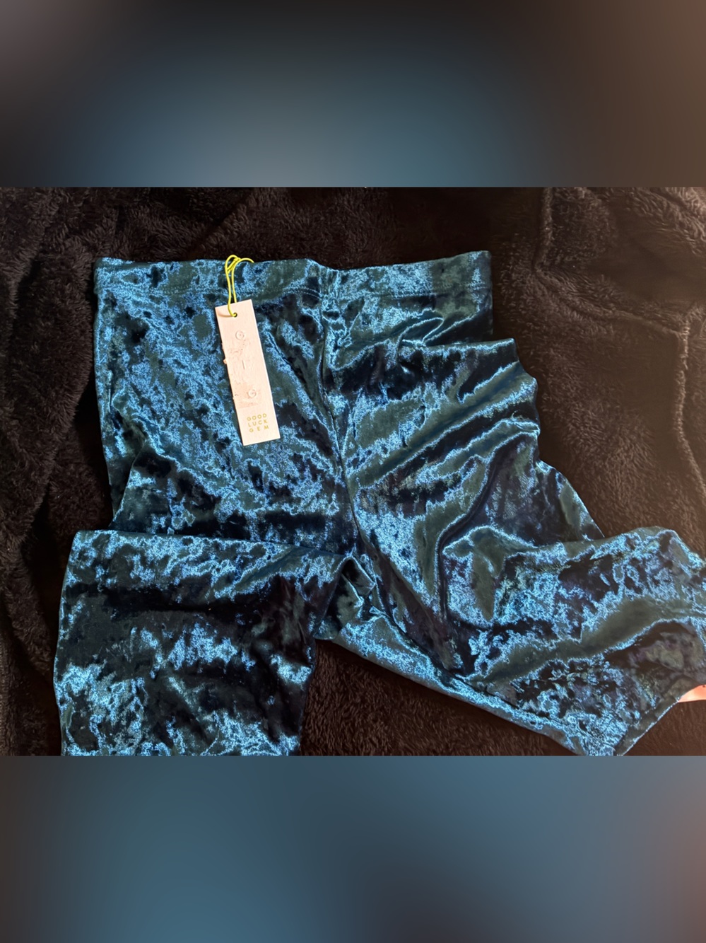 Good Luck Gem Teal Velvet High Rise Shorts
